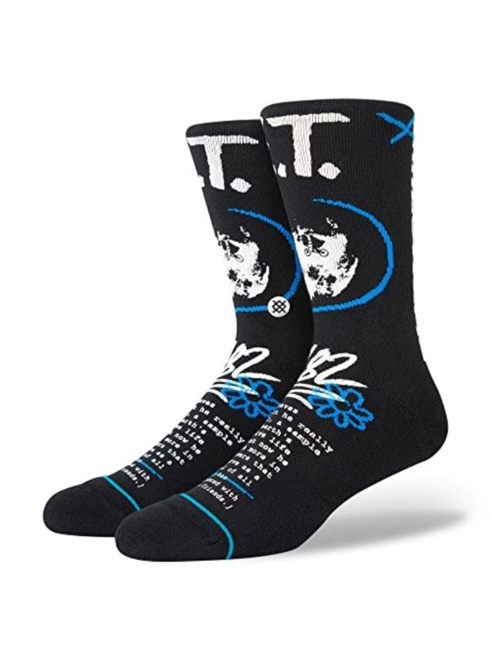 E.T. Socks By Stance Casual L Infiknit Combed Cotton Crew Cushion Black M 9-13